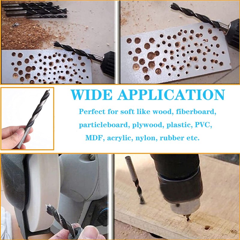 Yuentoen 8 PCS Brad-Point Drill Bits- 3-10mm Spiral Twist Wood
