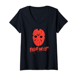 Friday The 13th Jason Hockey Mask Silhouette V-Neck T-Shirt