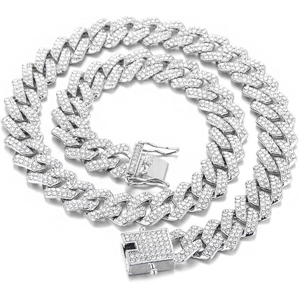 QEXUJOW Chains for Men, 55 cm Cuban Chain Link Chain