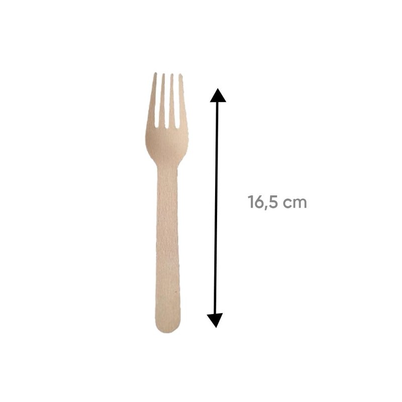 100 Disposable Birch Wood Forks 6.5" - Eco-Friendly, Strong, Non-Toxic