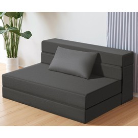 YESHOMY Folding Foldable Sofa Bed, Fold Out Couch, Memory Foam Sleeper Chair for Living Room, Bedroom, Apartment, Linen, Dark Grey