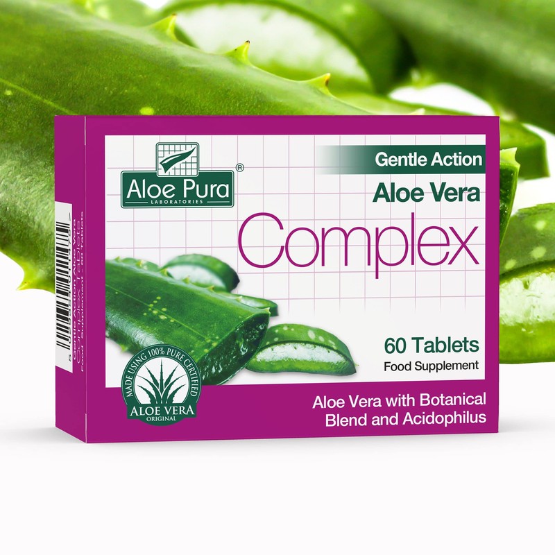 Aloe Pura Aloe Vera Gentle Action Complex Tablets, Natural, Vegetarian,