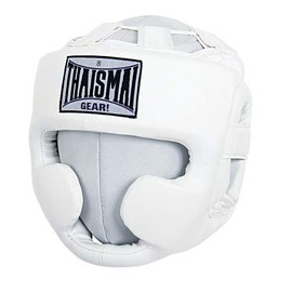 ISAMI BX-90 Taisamai PU Headguard // Headgear Protector Kids Chin Guard Boxing Kickboxing Sparring (Large, White(White))