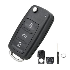 3 Button Car Key Shell for VW Flip Key Golf 4 Key Housing VW Volkswagen Golf Mk6 T1guan Polo Passat CC Seat Skoda Octavia with Screwdriver Key Ring