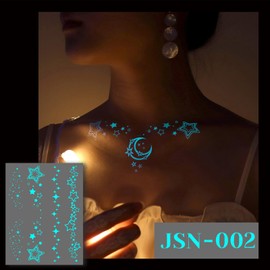 Glow in The Dark Body Sticker | Body Art Neck Clavicle Glow Star Sticker,Fluorescent Arm Decoration Waterproof Music Party Supplies for Holidays Birthday Themed Events