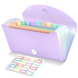 Nicecho Receipt Coupon Organizer, 13 Pockets Small Accordion File Organizer with Labels for Receipt Cards, Bill Business, Coupons Storage, 10.2X 5.1 Inches
