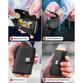 SF SCOFIELD Trinity Wallet I Pop Up Card Holder Men's with Coin Compartment 10 - 12 Cards I Credit Card Holder I RFID Protection I Card Wallet I Credit Card Holder Wallet I Men's Wallet I Smart Wallet