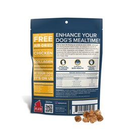 PLATO Pet Treats Dog Food Toppers - Air-Dried Dog Food Toppers for Dry Food - with Collagen to Support Skin and Coat Health - Chicken and Collagen Recipe 5.5oz