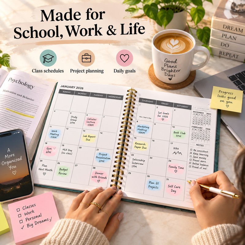2026–2027 A5 Planner for Weekly & Monthly Planning – Spiral