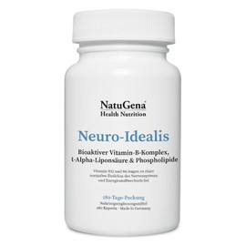 NatuGena Neuro-Idealis Bioaktiver Vitamin-B-Komplex, R-Alpha-Liponsäure, hochdosierte B-Vitamine mit B1, B6, B12, 180 Kapseln (6 Monats Packung)