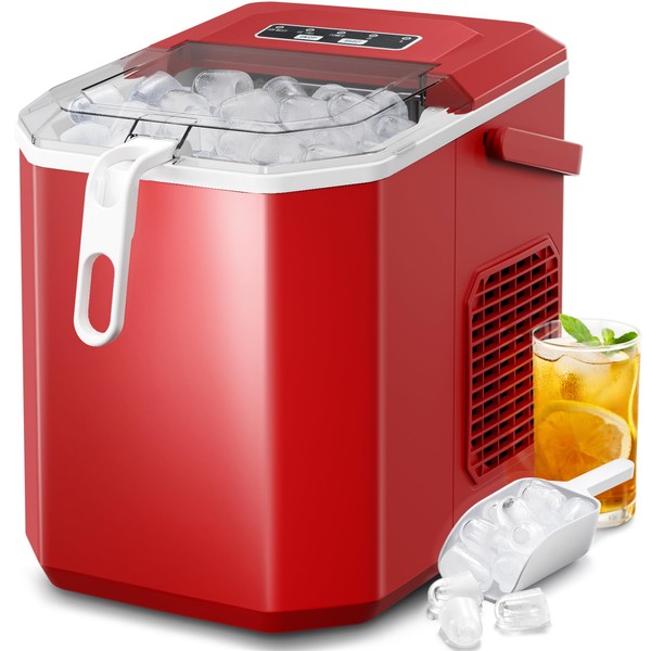 Kismile Ice Makers Countertop, Ice Machine with Handle, 26Lbs/Day, 9