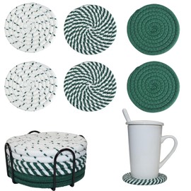 Set of 6 Vintage Woven Coasters Highly Absorbent & Heat-Resistant Drink Coasters for Protecting Table, Decorating Kitchen and Dining Tabletops