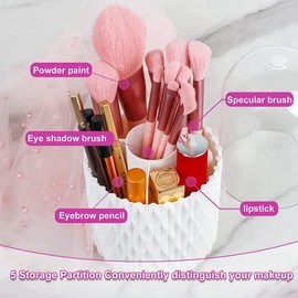 2Piece Makeup Brush Holder Dustproof & Waterproof Storage Make Up Brush Organizer Storage with Lid for Vanity and Bathroom
