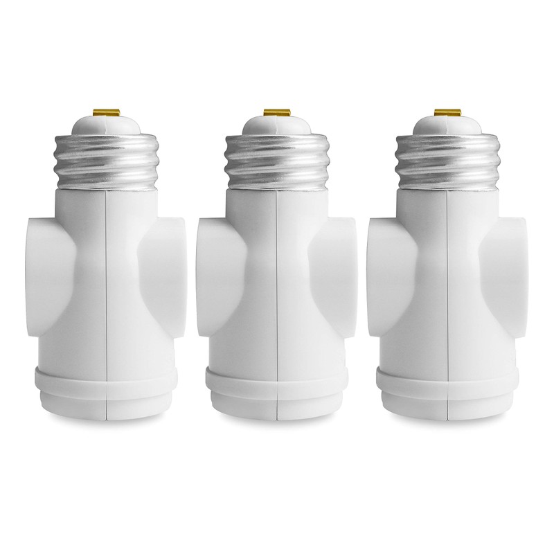 2 Outlet Light Socket to Plug Adapter, Electrical Screw in