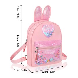 Yozone Fashion Trend PU Cutest Cartoon Toddler Sequin heart Mouse Ears PU Bag Mini Travelling School Shoulder Backpack for Teen Little Girl Women (pink01)