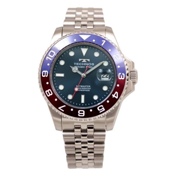 Technos T9C11SN Men's Wristwatch, Water Resistant to 10 ATM, Silver,