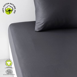 TODAY Organic Cotton Fitted Sheet, Charcoal Grey, 140 x 200 cm