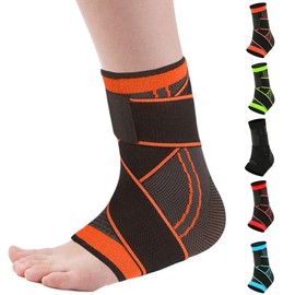 Novetec Ankle Brace for Men & Women Adjustable Compression Ankle Support Ankle Sleeve for Plantar Fasciitis, Achilles Tendon, Sprained Ankle, Stabilize Ligaments, Sports Protection (Orange, Medium)