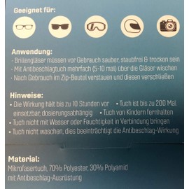 Anti-fog glasses cleaning cloth.