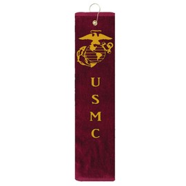 Liberty Flags And Gifts Marine Corps EGA USMC Burgundy Towel Gold Vinyl Tri-fold Golf Towel 15"x18"