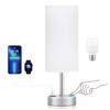 White Bedside Touch Table Lamps for Bedroom Nightstand with USB-C