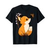 Fox and Butterfly Cute Fox Japanese Cherry Blossom Flower T-Shirt