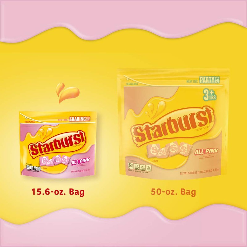STARBURST All Pink Chewy Candy Bulk Pack, Fruit Chews, Sharing