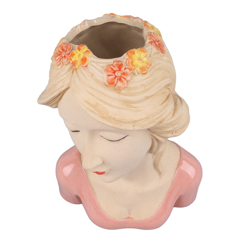Modern Ceramic Face Vases Decorative Modern Style Shy Girl Flower