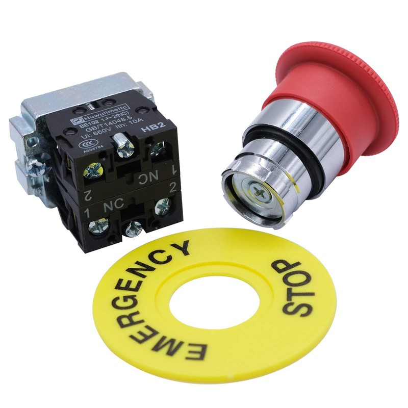 mxuteuk 2NC 22mm Emergency Stop Push Button Switch Red Mushroom