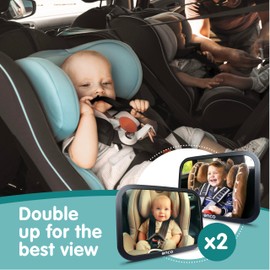 Onco Baby Car Mirror Rear Facing (2-Pack) - Award-Winning Car Mirror for Baby 100% Shatterproof Baby Mirror for Car Journeys, Shakeproof Car Seat Mirror for Baby Rear Facing, Universal Car Baby Mirror