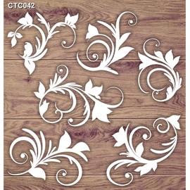 CrafTreat Leafy Swirls Floral Chipboard Laser Cut Embellishments for Card Making and Scrapbooking - Size: 5.5X6 Inches - Leaf Embellishments for Crafts
