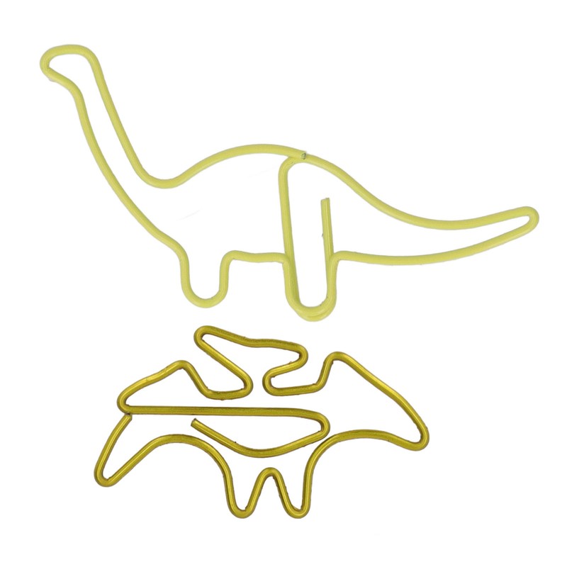 100pcs Shaped Paper Clips Pterosauria Yellow Dinosaur Shape Metal Portable