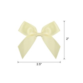 MECCANIXITY 50Pcs Mini Ribbon Bow 2.5" Mini Fabric Satin Ribbon Flower Bows for Craft DIY Sewing Wedding Birthday Party Champagne