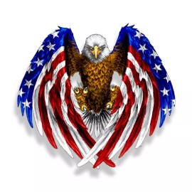 Real Sticky 2 Mini Bald Eagle Sticker USA American Flag Hard Hat Helmet Pack Phone Cup Decal