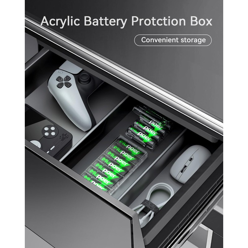Mupoer Rechargeable AAA 8 Pack, Ni-MH 1100mAh High Capacity, Long-Lasting