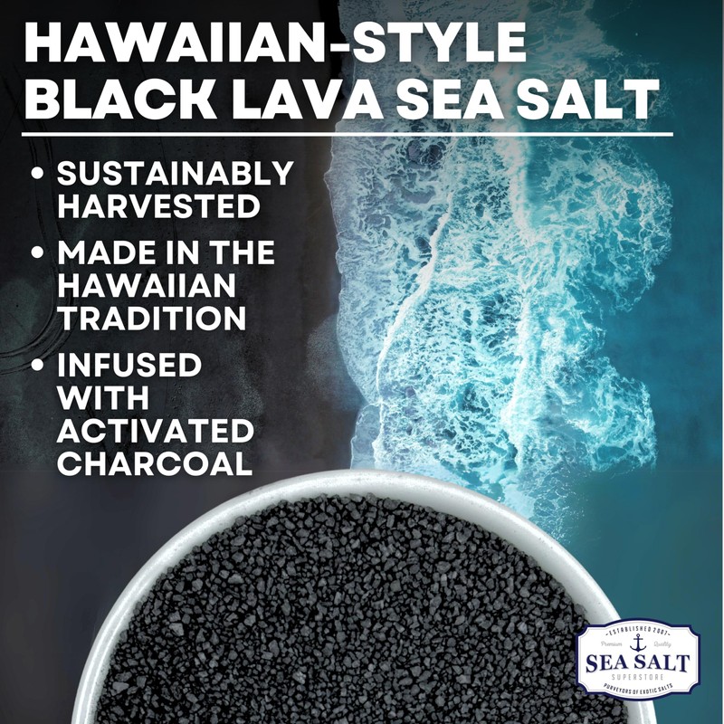 Hawaiian-Style Black Lava Sea Salt with Activated Charcoal, Black Hawaiian