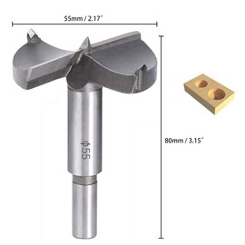 flintronic Forstner Drill, 55mm Carbide Steel Boring Hole Saw, Forstner Drill Cutter Tool for Making Clean Flat-Bottomed Holes in Wood, Furniture or Door Hinge Hole