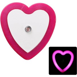 Jowxsx 0.5W Plug-in Auto Sensor Control LED Night Light Lamp Bedroom Hallway Heart Shaped Wall Lights (Pink)