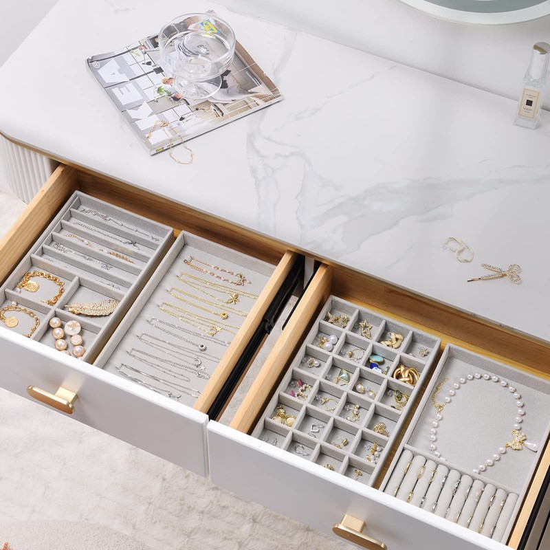 ProCase Stackable Jewelry Organizer Trays for Drawers, Jewelry Drawer Inserts