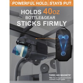 GKONL Magnetic Gym Water Bottle Bag for Fitness and Everyday Use, with Phone Earbuds Pockets, Dirty Floor and Impact Protection, Organized Storage, Easy-Carry Design, Gym Gifts, Gym Accessories, Black