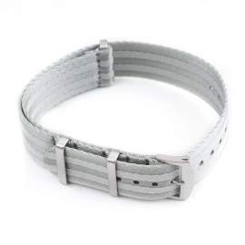 StrapHabit Seat Belt Pass Through Military Style Watch Straps - 20mm, Gray/Silver