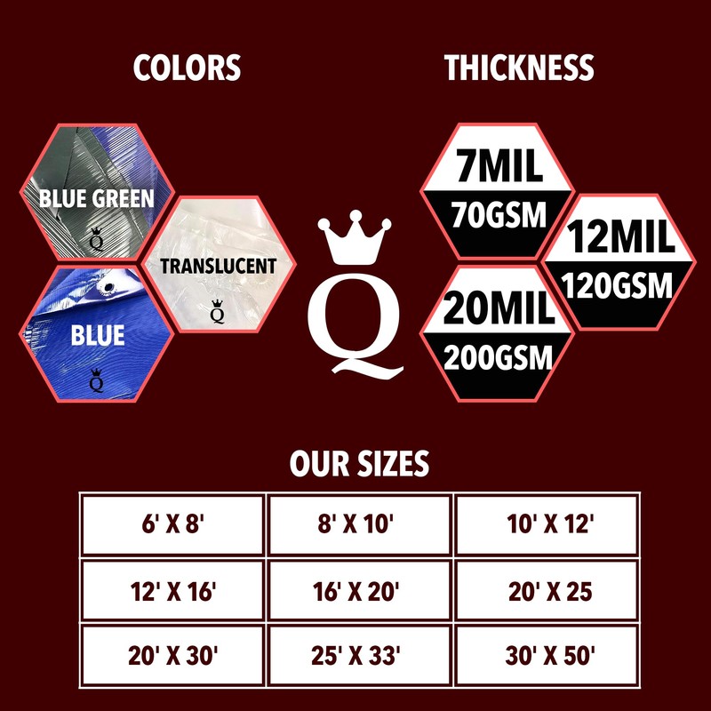 QUEEN OF TARPS | 6x8 Heavy Duty Tarp Waterproof, 120