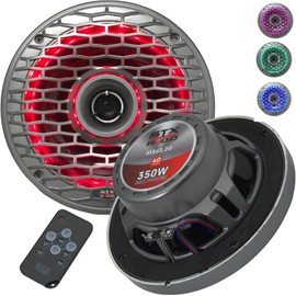 STX Audio MX65.2G 6.5-Inch 2-Way RGB LED Marine Coaxial Speakers, 350W Max, 4 Ohms, Water-Resistant with Remote Control for RGB Illumination (2 Speakers)