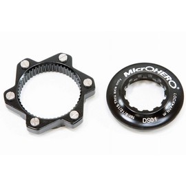 Lightweight 26g MicrOHERO CNC Aluminum Alloy Easy Install 6 Hole Rotor/Center Lock Rotors Disc Brake Rotor Conversion Adapter DS01 (Black)