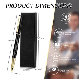 PerKoop 30 Sets Thank You Pens Employee Appreciation Ballpoint Pen with Engraved Inspirational Quotes Graduation Thank You Gift with Boxes for Teacher Coworker Office, Black Ink(Black,Reminder)
