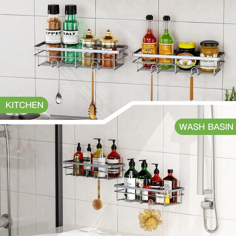 Uamector Shower Shelf, No Drilling, Rustproof, Bathroom Shelf, Shampoo Holder