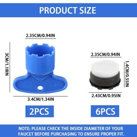 Azlanway Wasserhahn Sieb M24, Wasserhahnsieb mit 2 Mischdüsenschlüsseln, 8 teiliges Perlatoren für Bad und Küchenarmaturen M24, Wasserhahnsieb Einsatz zur Wassereinsparung und Spritzschutz