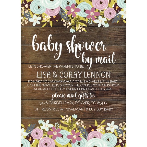 Girls Rustic Lavender And Mint Baby Shower By Mail Invitations,