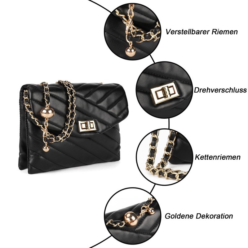 VNFIOEI Women's Small Shoulder Bag Elegant Handbag, black