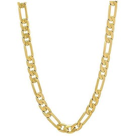 24ct Gold Plated Figaro Necklace Chain for Men Women White Gold Edgy Hip Hop Classic Gift Real Solid Clasp (61.00, Gold)